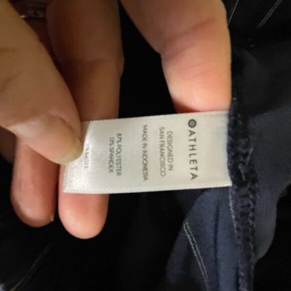 Athleta Poly Spandex Stretch Pin Striped midtown Jogger Pants Navy Blue 6 #AI - Picture 7 of 8